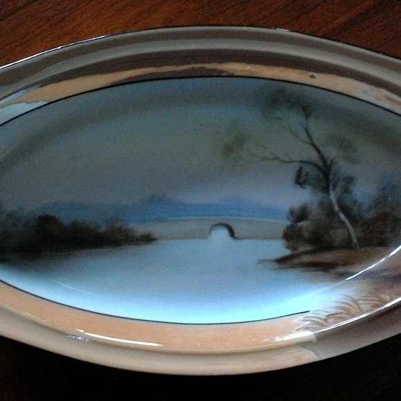 Noritake hand painted bridge over water serving - Picture 1 of 2